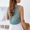 Summer Tops Fashion Elegant Female Sexy V Neck Hollow Knitted Vest Casual Loose Pure Color Sleeveless Top