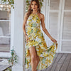 Summer Long Dress For Women Casual Print Bohemia Holiday Flowers  Beach Irregular Midi Vestidos Fashion Lady Spaghetti Sundress