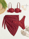 Three Piece High Waist Cover Up Dress Bikini Set Bathing Suit Brazilian