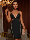 Spaghetti Strap Bodycon Bandage V Neck Hollow Out Party Dress Vestidos